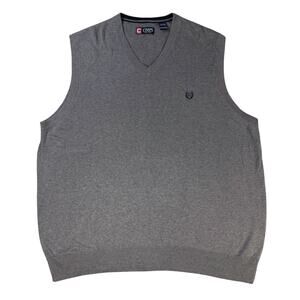 Chaps Sweater Vest Mens 2XLT Big & Tall Gray Sleeveless V Neck Golf Workwear
